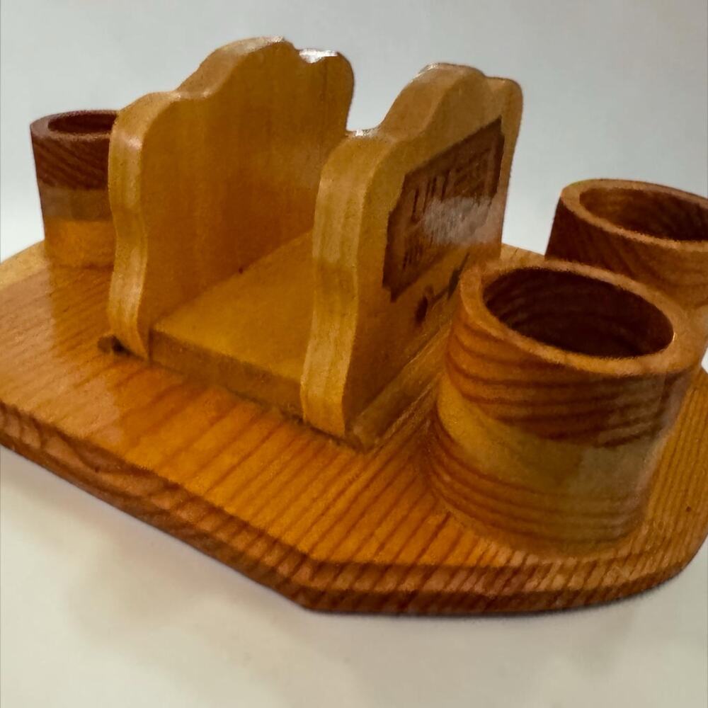 Handmade Wood Table Caddy Napkin Holder 3 Cup Organizer Pine Farmhouse